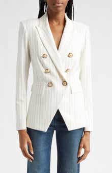 Veronica Beard Miller Stripe Wool Blend Dickey Jacket