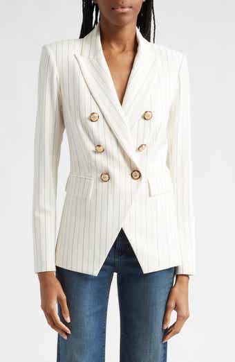 Veronica Beard Miller Stripe Wool Blend Dickey Jacket