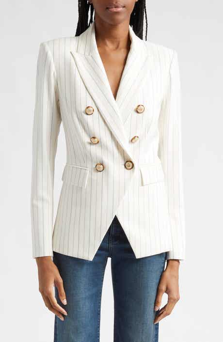 Veronica Beard Miller Stripe Wool Blend Dickey Jacket