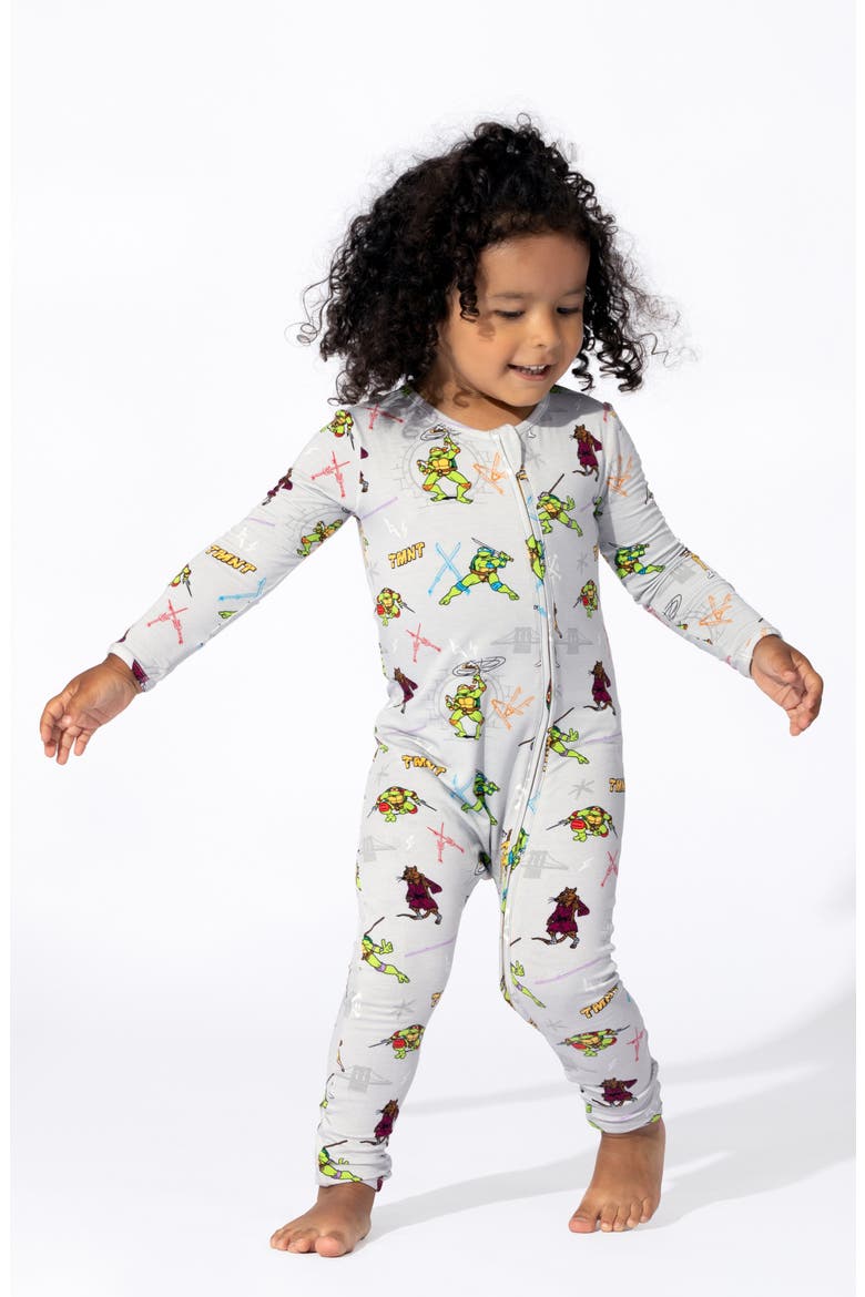 Kids' x Teenage Mutant Ninja Turtles Fitted Convertible Footie Pajamas, Alternate, color, GREY