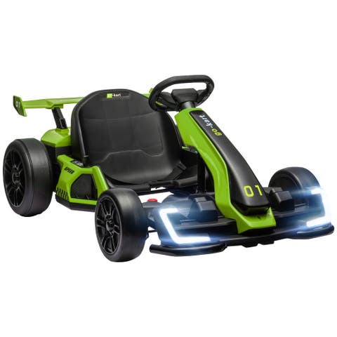 24V 7.5 MPH Drifting Electric Go Kart with Adjustable Seat Slow Start Button Start Music Horn Lights