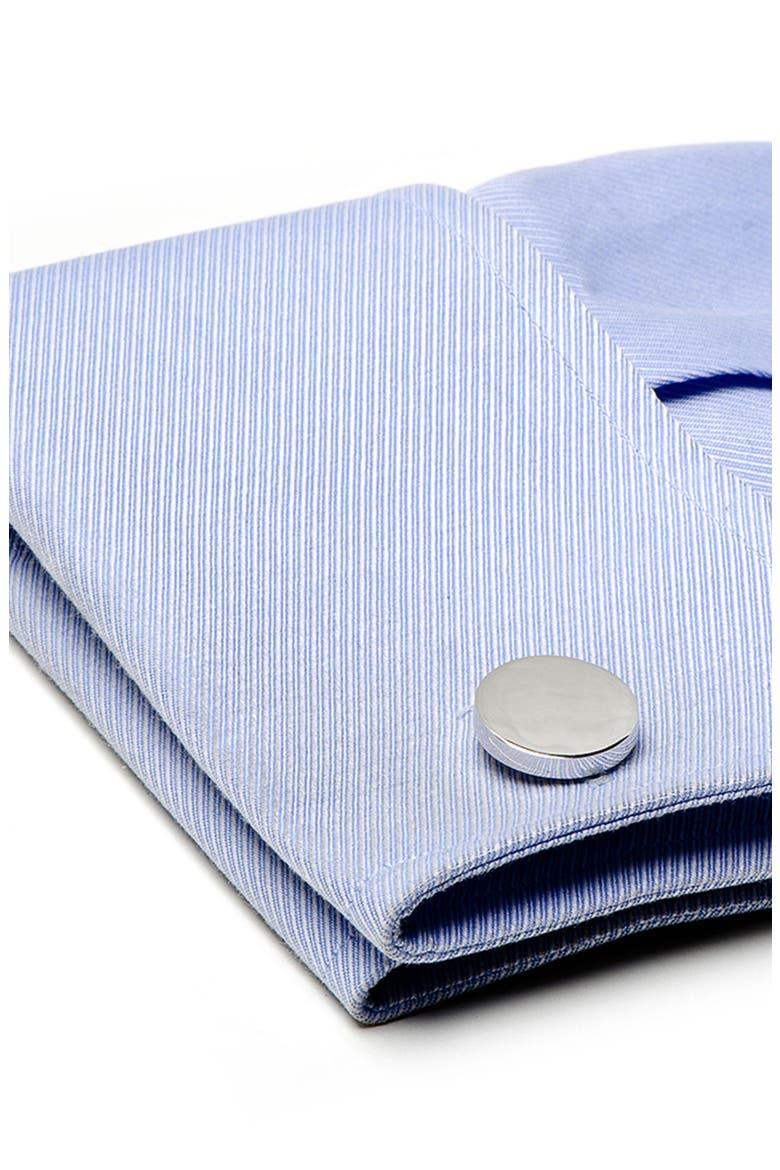Round Sterling Silver Engravable Cuff Links, Alternate, color, SILVER