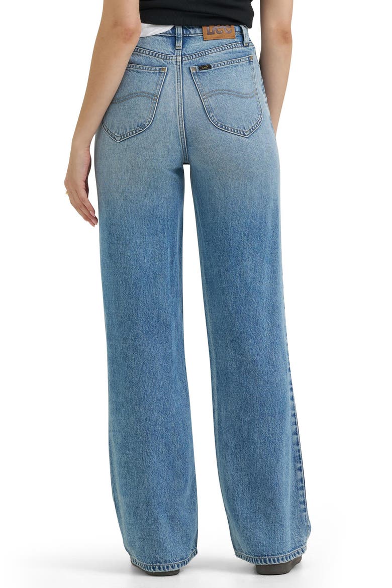 Retro High Waist A-Line Jeans, Alternate, color, COTTAGE WASH