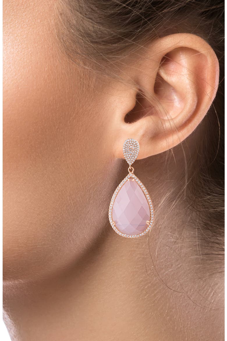 26CTTW PAVE CZ AND PINK TEARDR, Alternate, color, PINK/ CLEAR ROSE GOLD