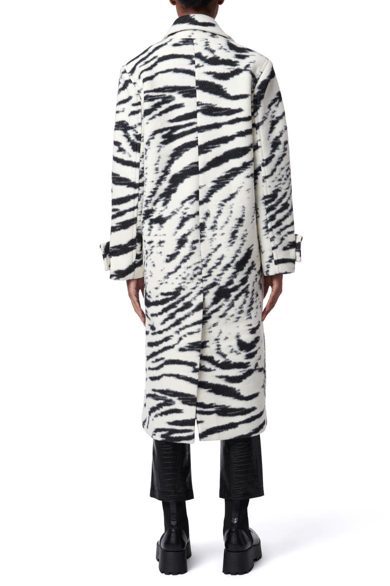 Bengal Tiger Stripe Double-Breasted Coat, Alternate, color, BLACK/ WHITE