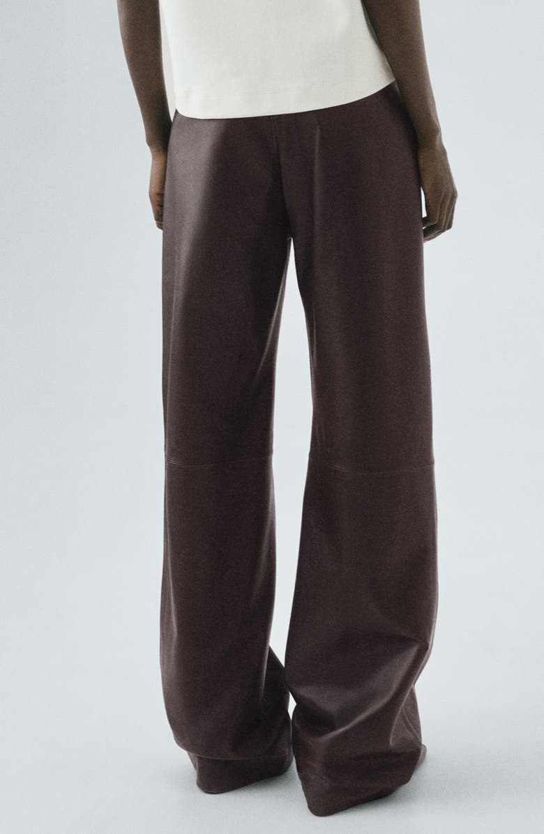 MANGO Selection Leather Straight Leg Pants, Alternate, color, Brown