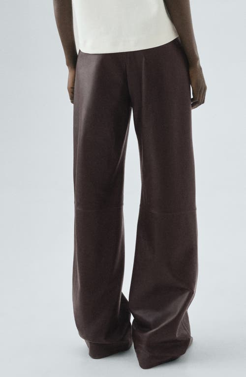 Mango Selection Leather Straight Leg Pants In Brown