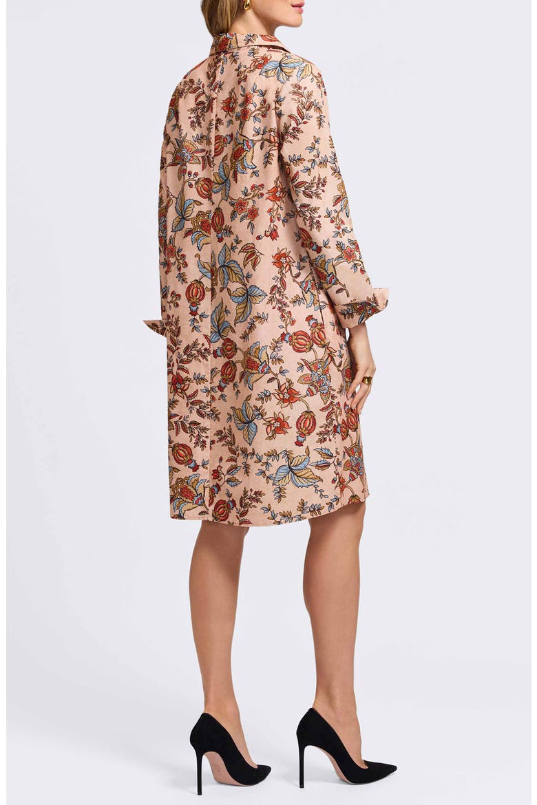 Agnes Autumn Leaf Print Long Sleeve Corduroy Belted Dress, Alternate, color, CAMEL MULTI