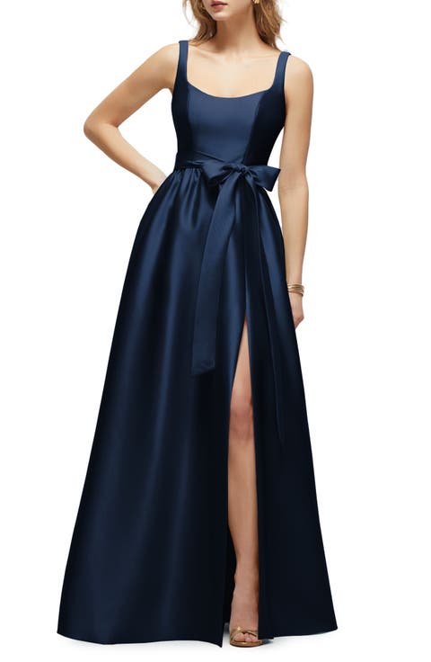 Bow Satin Twill Gown