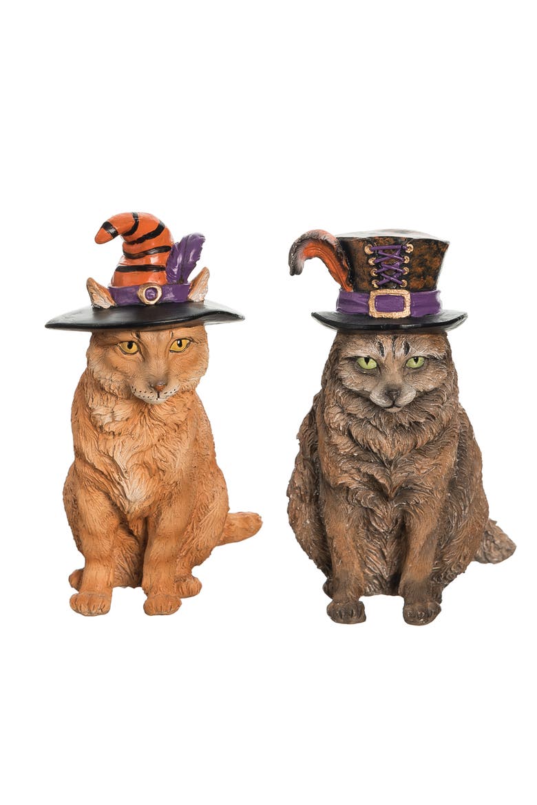 Halloween Cat Figurines A/2, Main, color, Orange