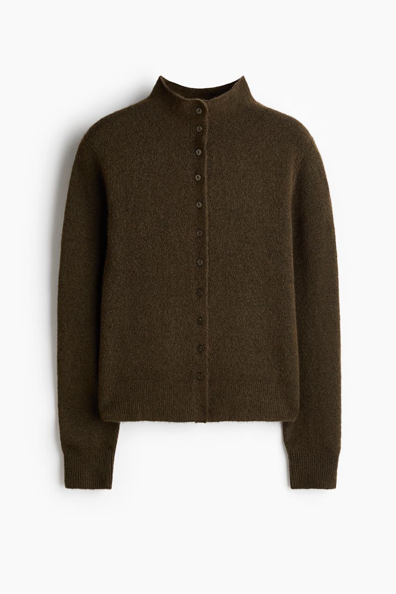 Bouclé-Knit Cardigan, Alternate, color, Dark khaki green