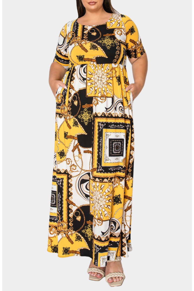 Billie Print Maxi Dress, Alternate, color, YELLOW BLACK