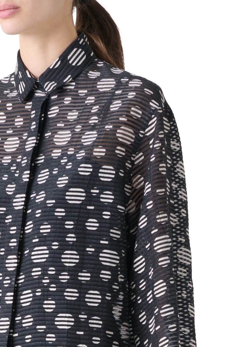 Akris punto Circle Print Burnout Stripe Boxy Shirt, Alternate, color, Black-Cream