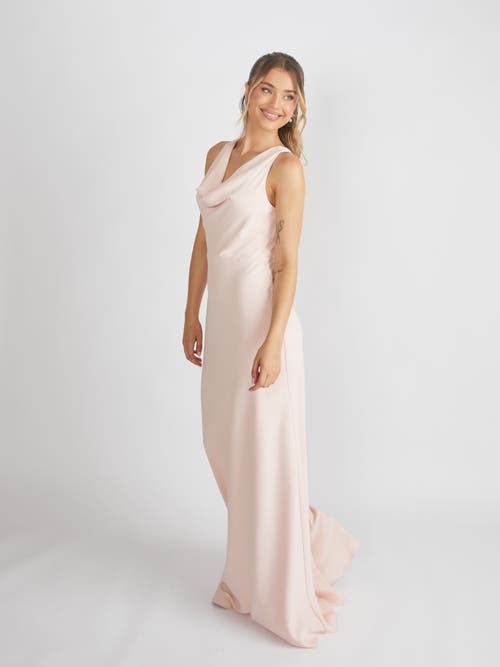 Six Stories Cowl Front Crepe Bridesmaid Dress In Neutral