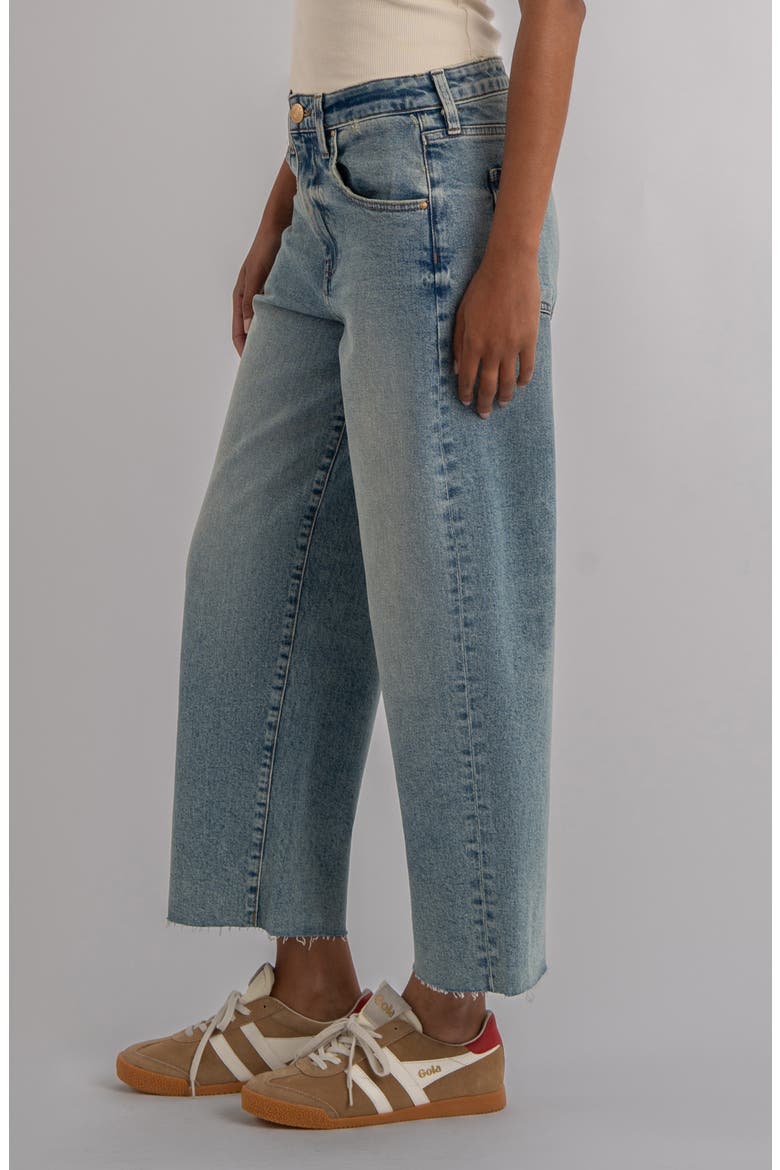 Gwen Raw Hem High Waist Crop Wide Leg Jeans, Alternate, color, REGARD