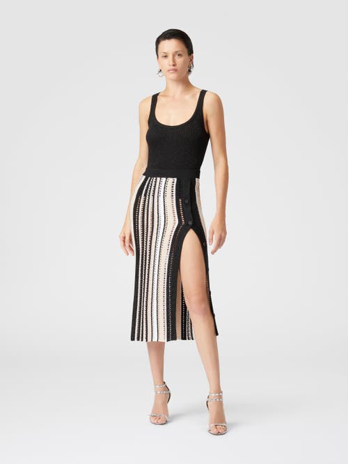 Missoni Striped Crochet Midi Skirt With Side Buttoning In Multicoloured