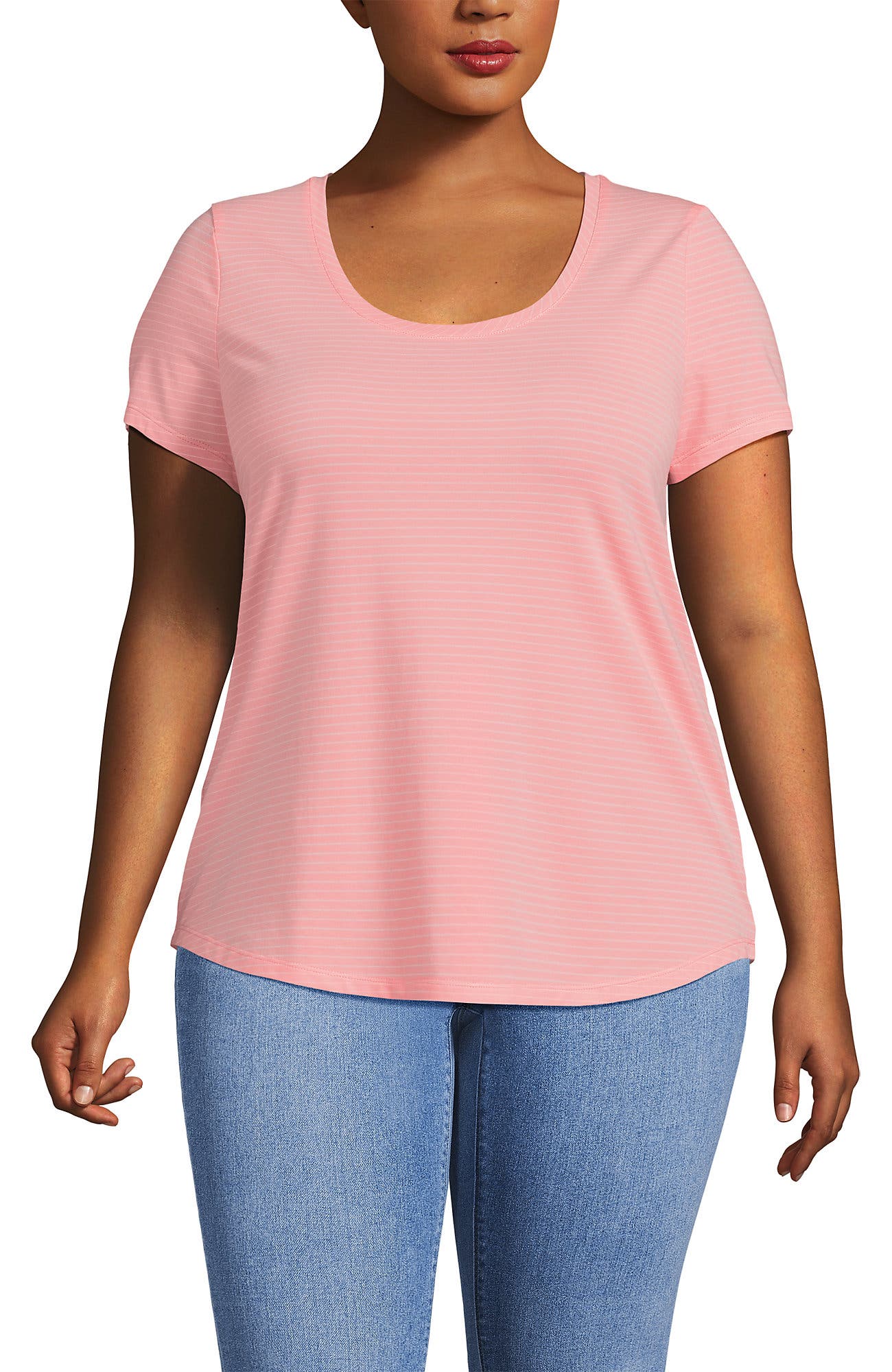 selected Sunset Coral Pink Thin Stripe