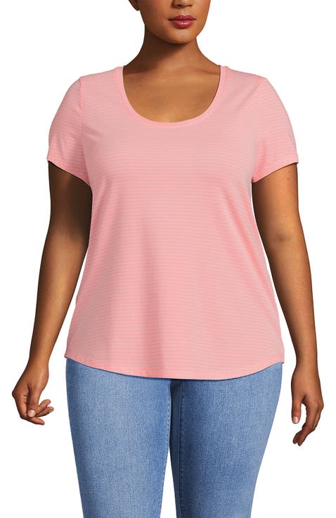 Plus Size Short Sleeve Lightweight Jersey Scoop Neck T-shirt