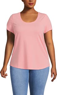 Lands' End Plus Size Short Sleeve Lightweight Jersey Scoop Neck T-shirt
