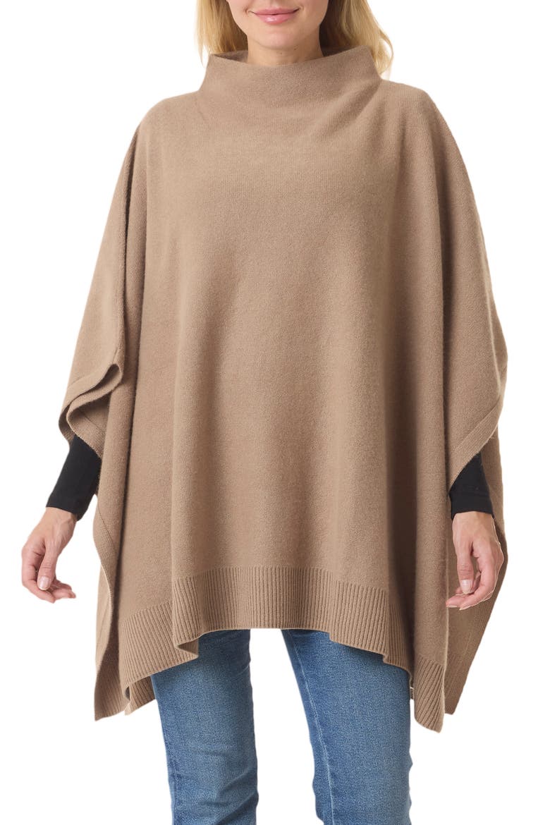 Wool & Cashmere Funnel Neck Poncho, Main, color, BISCOTTI