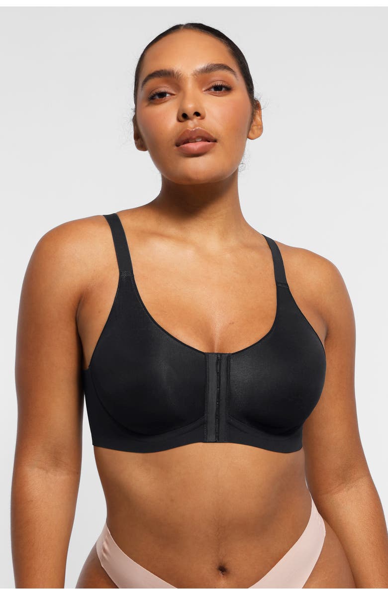 Shapellx Wireless Front-Hook Back Smooth Bra, Main, color, Classic Black