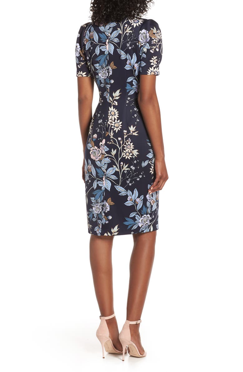 Vince Camuto Floral Print Scuba Crepe Sheath Dress, Alternate, color, 