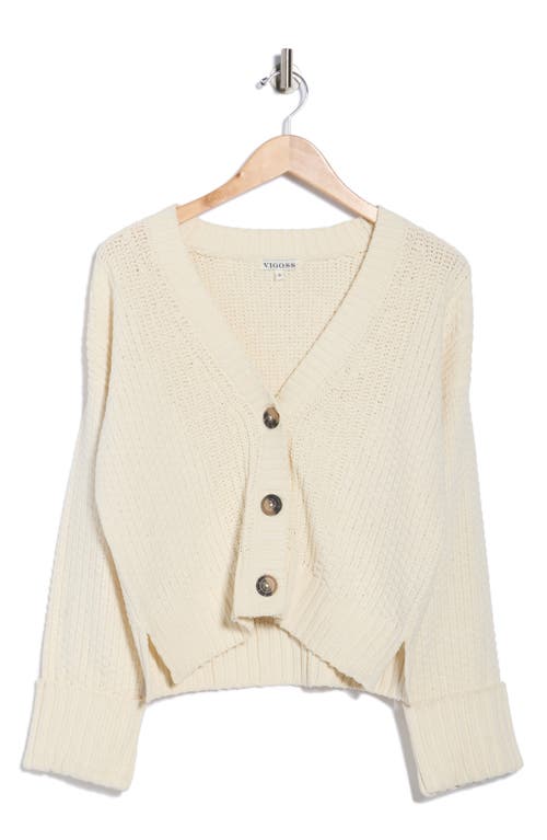 Vigoss Roll Cuff Stitch Cardigan In White