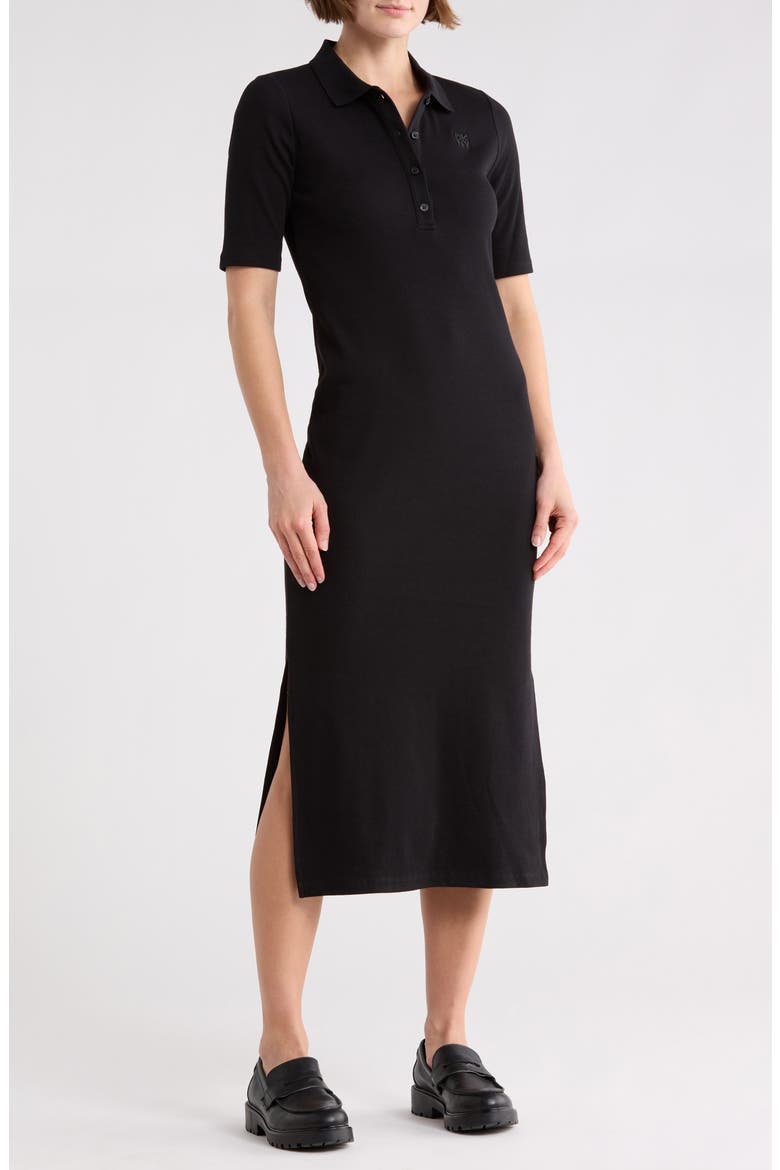 Short Sleeve Polo Dress, Main, color, BLACK