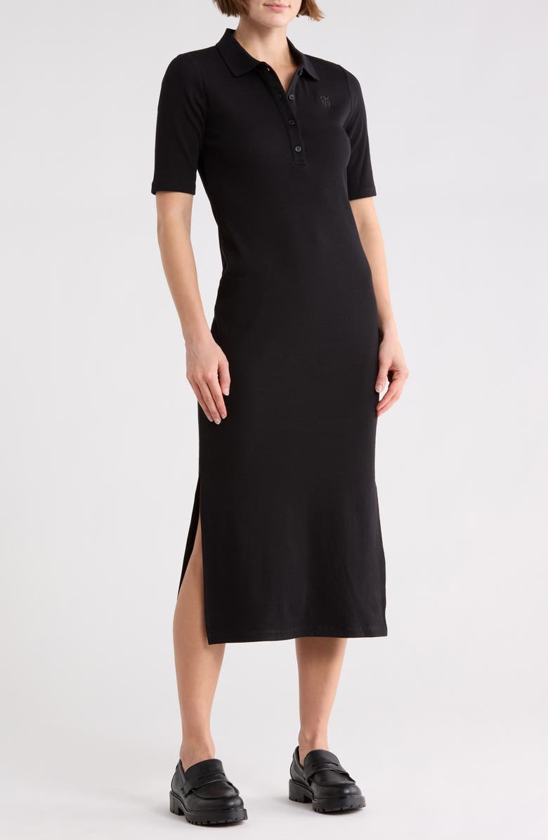 DKNY Jeans Short Sleeve Polo Dress, Main, color, Black