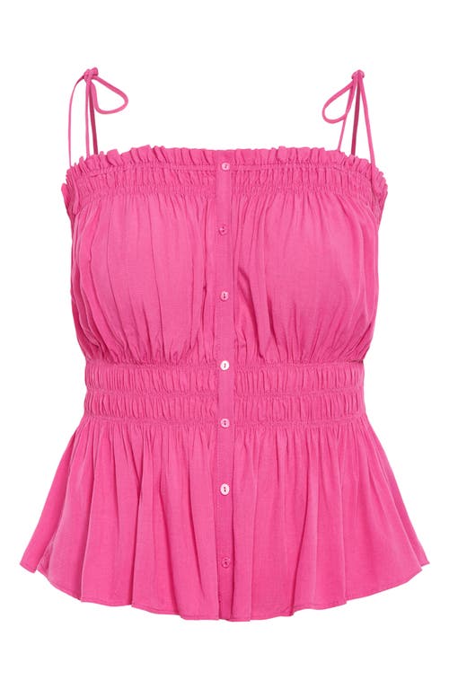 City Chic Lyla Tie Strap Peplum Tank In Pink