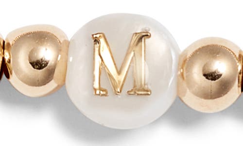 Nashelle Mother Of Pearl Initial Beaded Bracelet In Gold Fill M