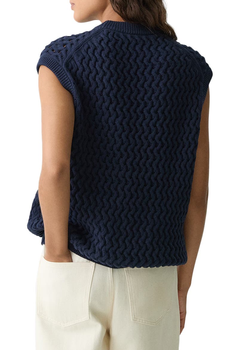 Open Stitch Sweater Vest, Alternate, color, NAVY