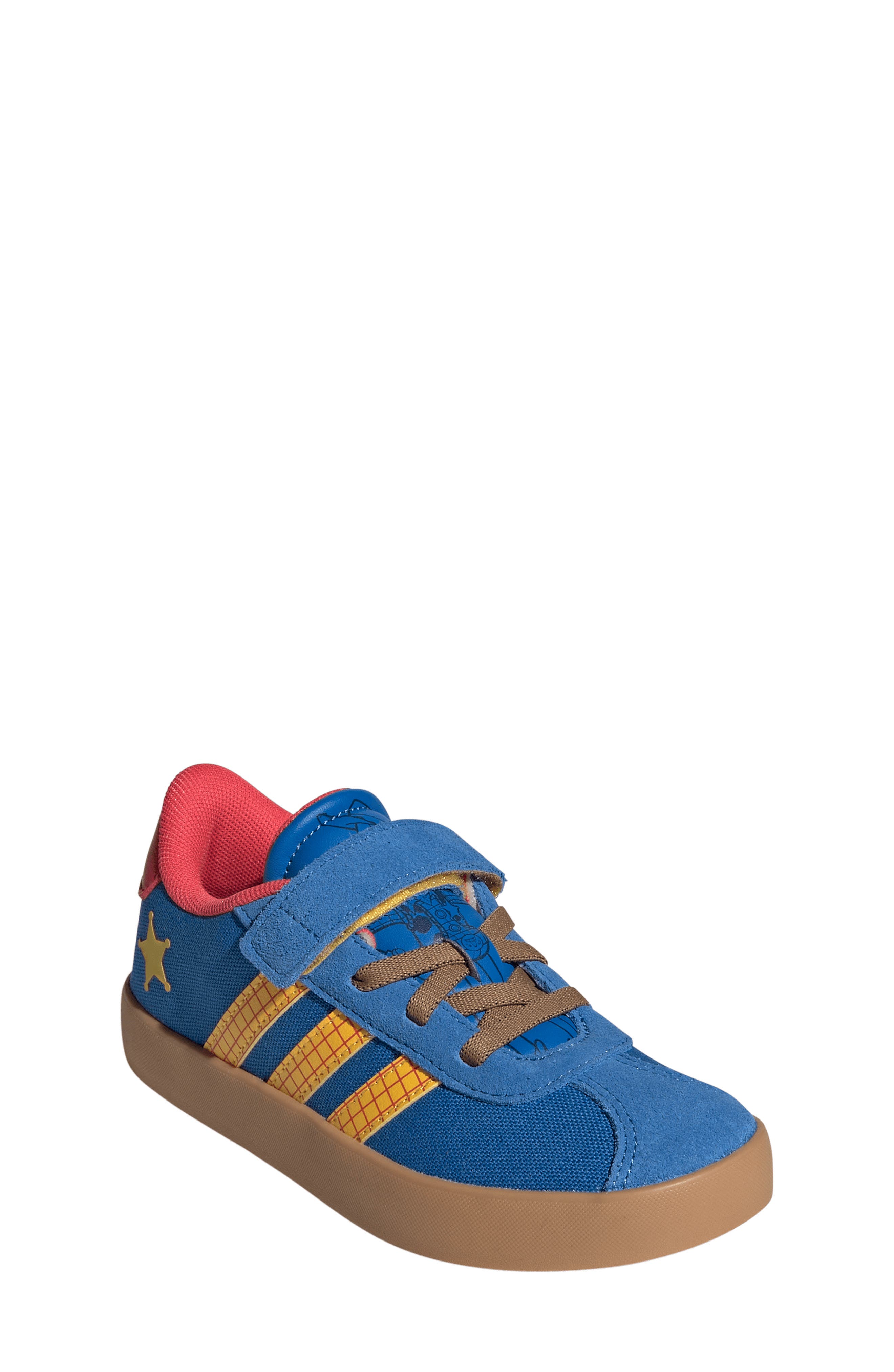 adidas Kids' Disney Woody Court Sneaker, Main, color, Bright Royal/ Gold/ Lucid Red