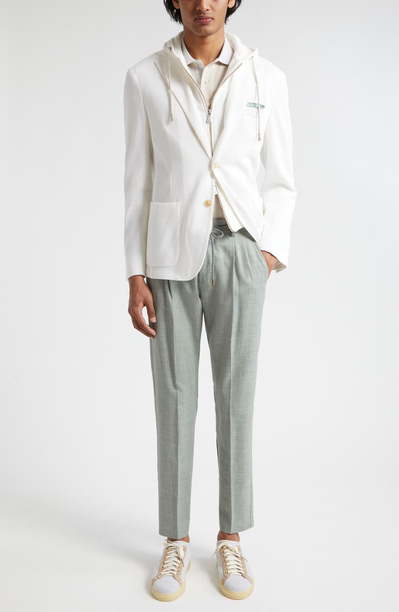 Eleventy Cotton & Cashmere Sport Coat with Removable Hooded Bib, Alternate, color, 01 White