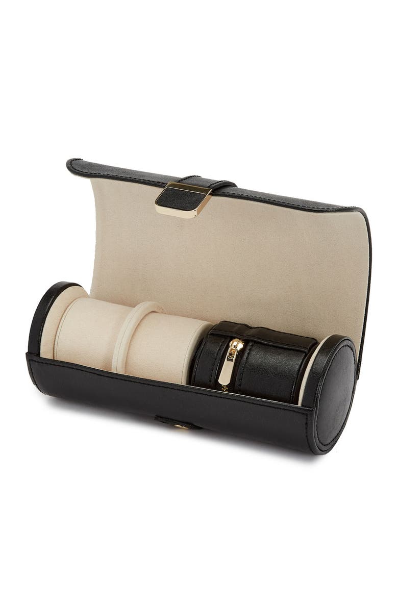 WOLF Palermo Double Watch Roll + Jewelry Pouch, Alternate, color, Black Anthracite