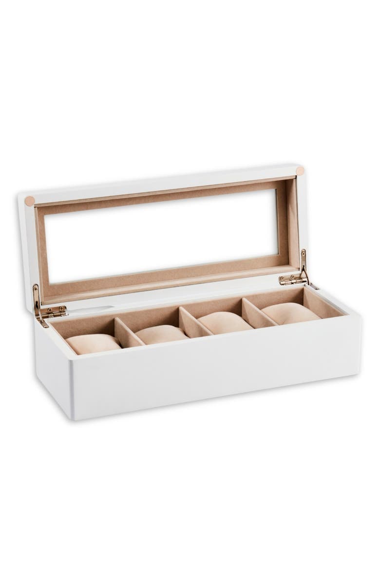 Bey-Berk Dani Wooden Watch Case, Alternate, color, White Multi