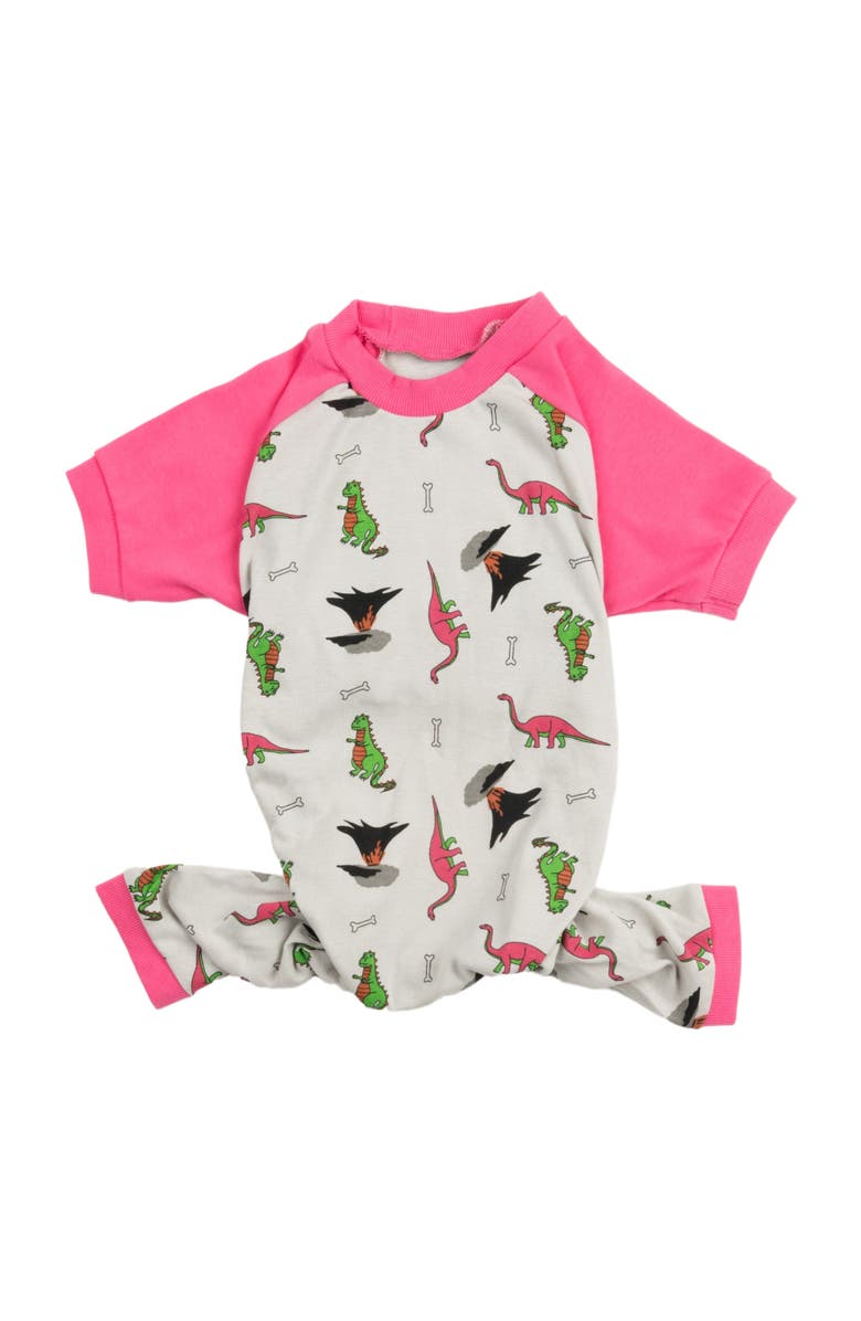 Leveret Dog Cotton Matching Family Pajamas, Fun 
Novelty Prints, Main, color, Dinosaur Gray