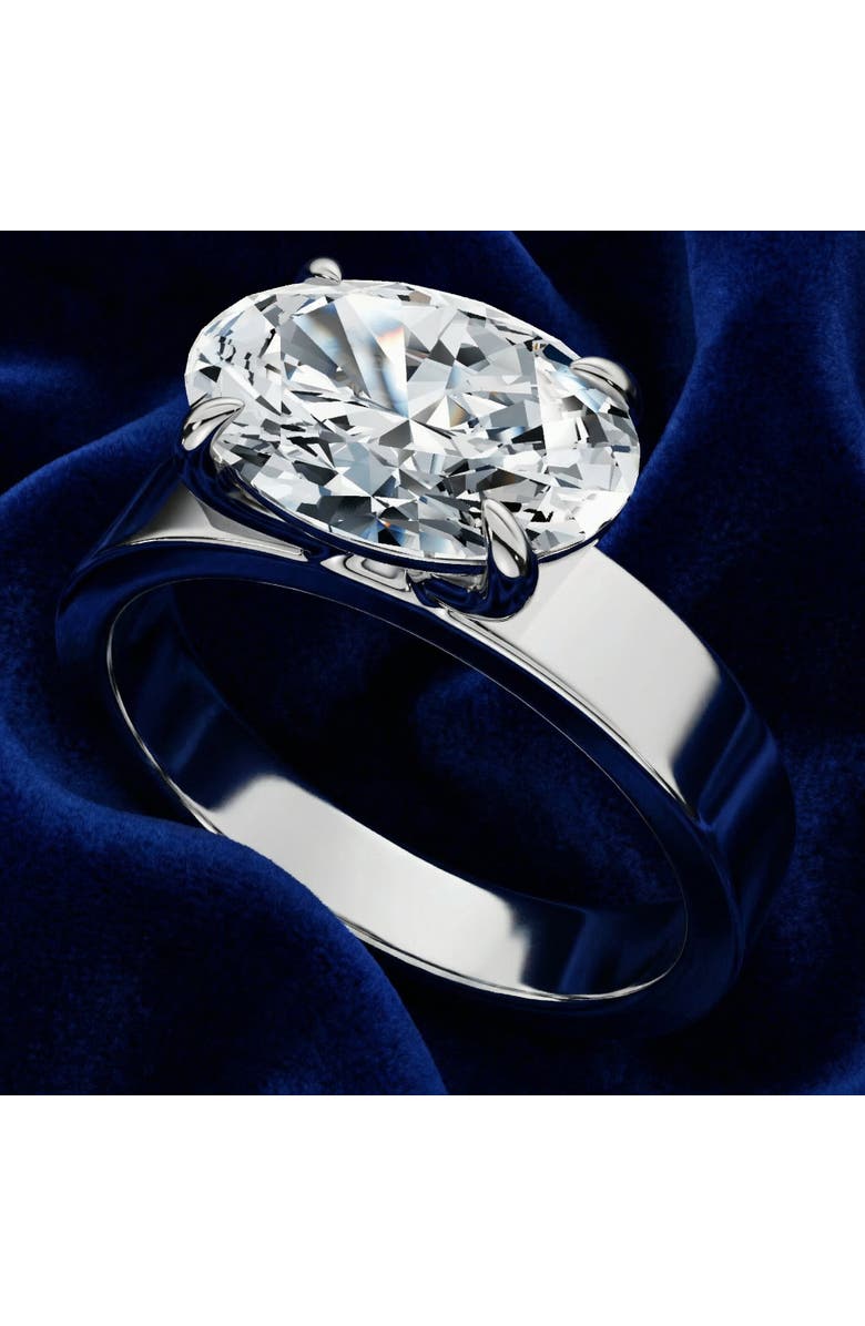 Bliss Diamond Certified 2Ct Oval East West Cigar Band Solitaire Engagement Ring Lab Grown, Alternate, color, 14K White Gold