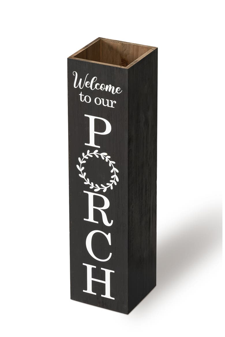 Double Sided Solid Wood Boxed "WELCOME PORCH" Porch Sign, Alternate, color, Black