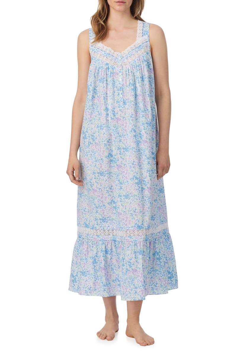 Eileen West Floral Print Cotton Lawn Ballet Nightgown, Alternate, color, Watercolor