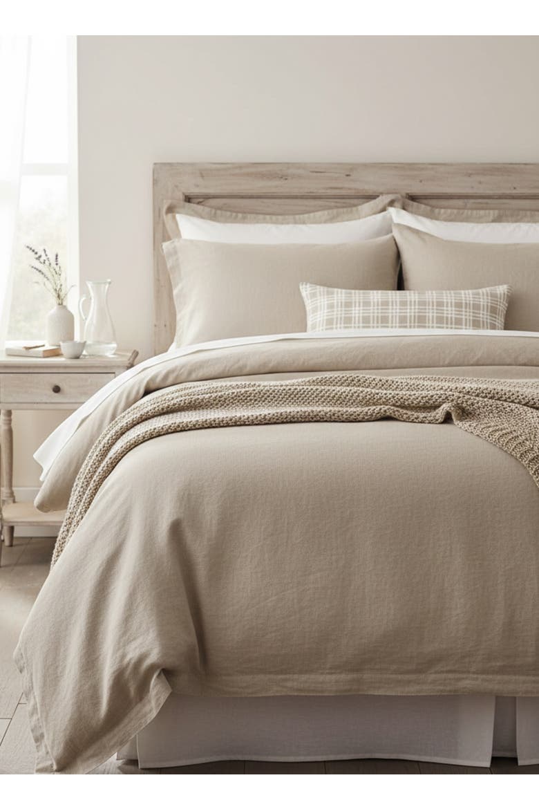 Estate Plaid Linen Pillow Cover Only, Alternate, color, Beige