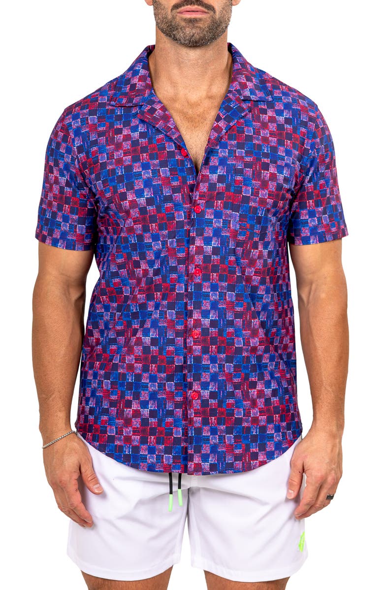 Maceoo Marthy Purple Camp Shirt, Main, color, 