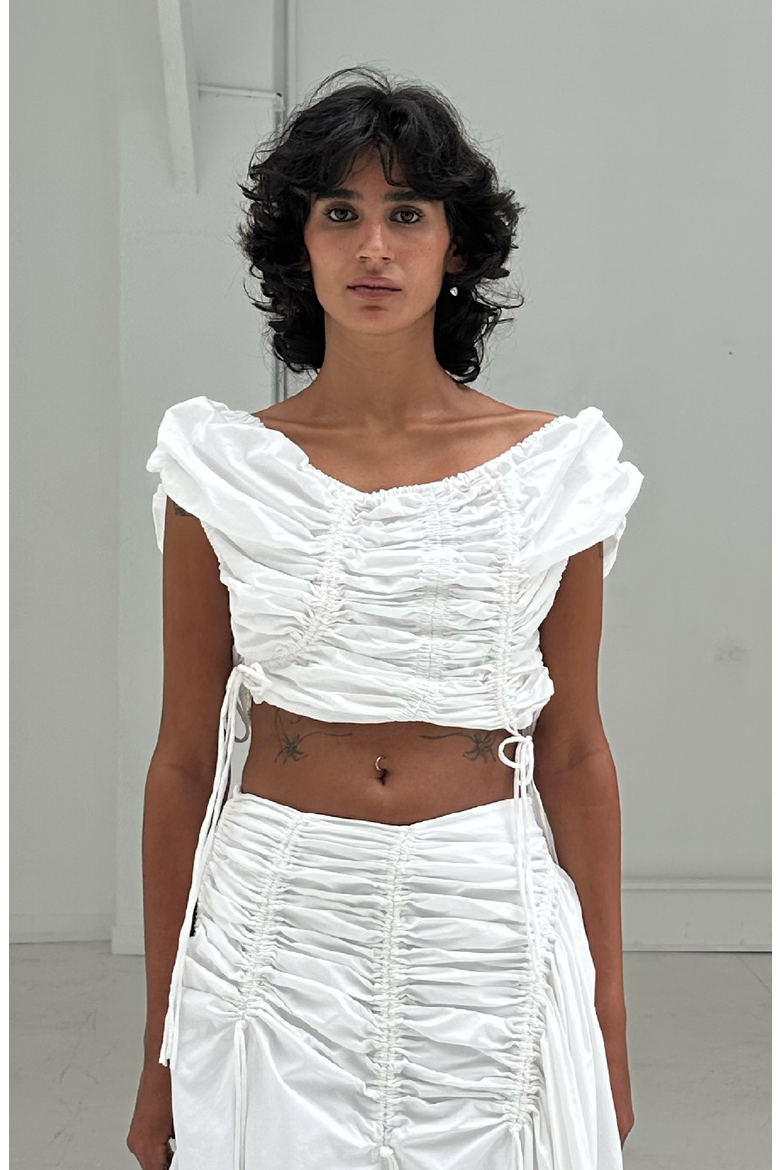 Simmi Smocked Cotton Top, Alternate, color, White