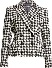 Dolce&Gabbana Macro Houndstooth Double Breasted Wool & Cotton Blazer
