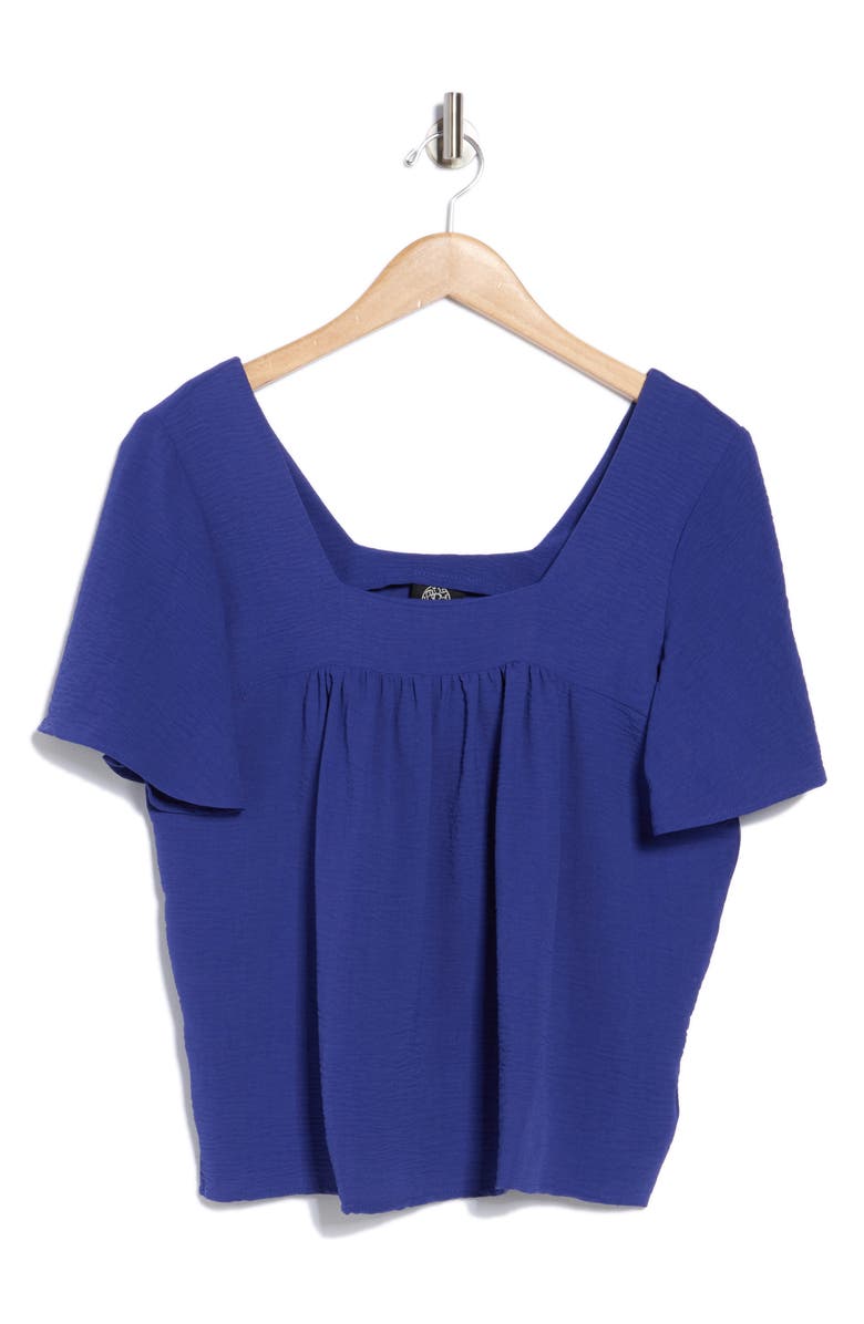 Bobeau Square Neck Short Sleeve Top, Alternate, color, Cobalt