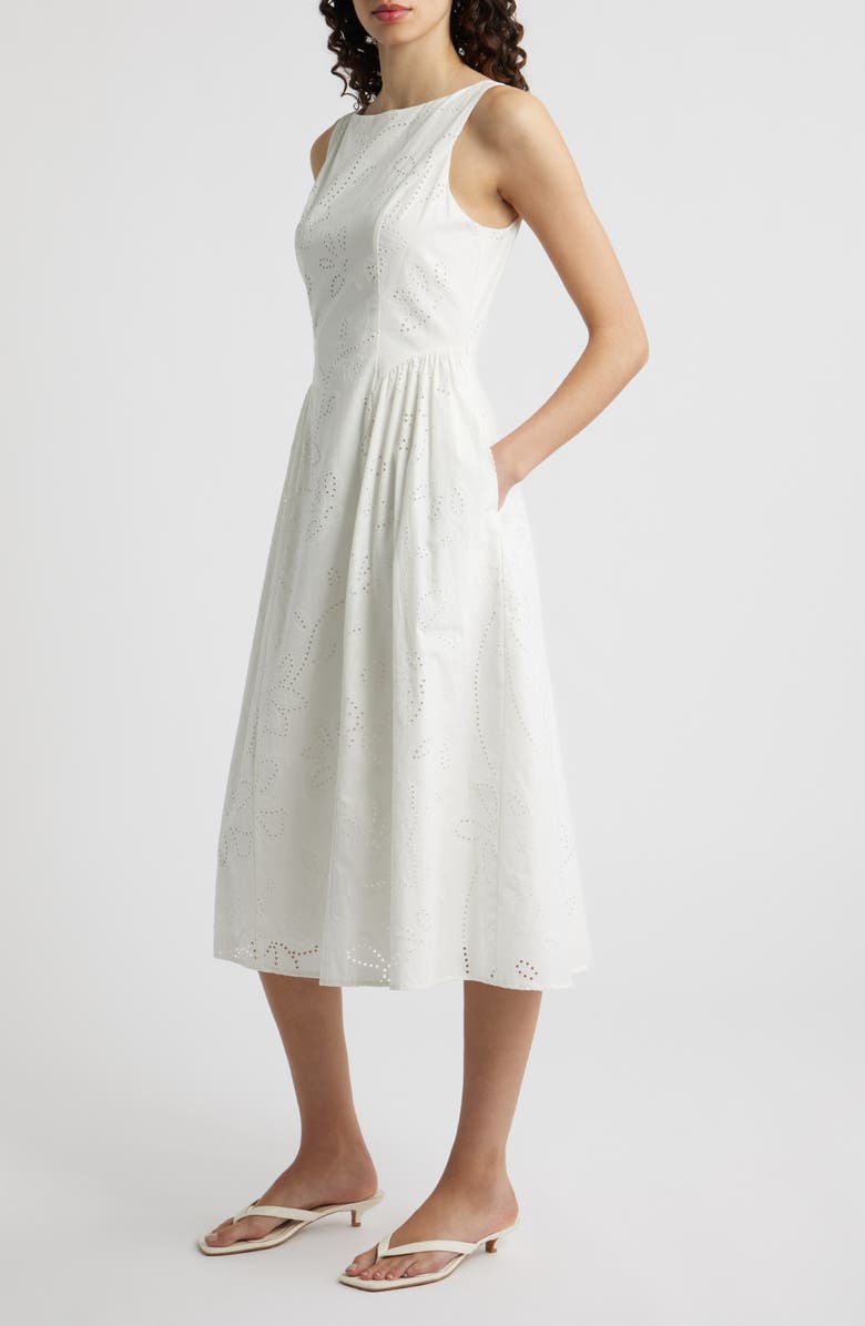 Sam Edelman Eyelet Sleeveless Fit & Flare Midi Dress, Alternate, color, White