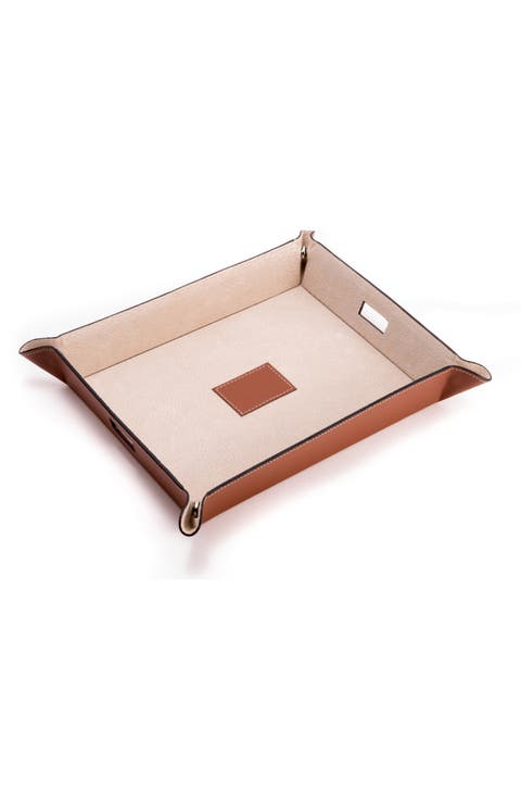 Saddle Leather Valet & Charging Station