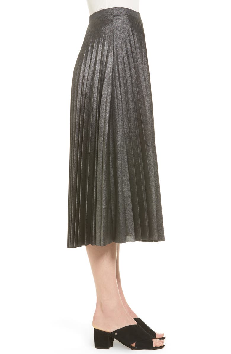 Halogen<sup>®</sup> Metallic Pleat Midi Skirt, Alternate, color,