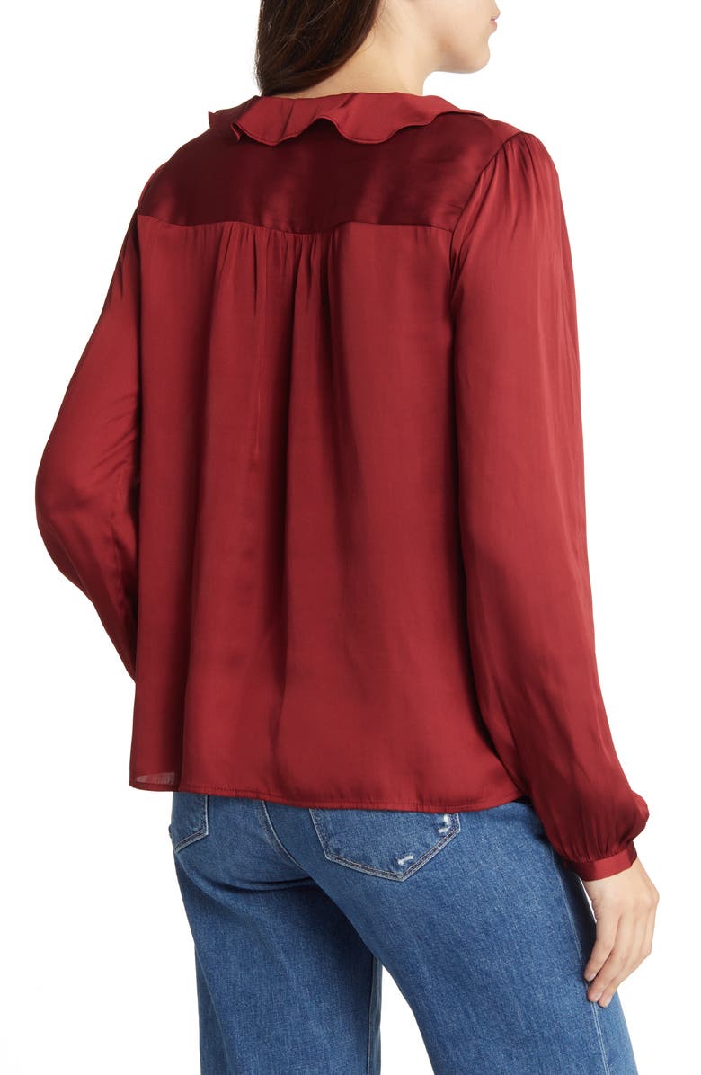 PAIGE Ilara Ruffle Blouse, Alternate, color, Burgundy