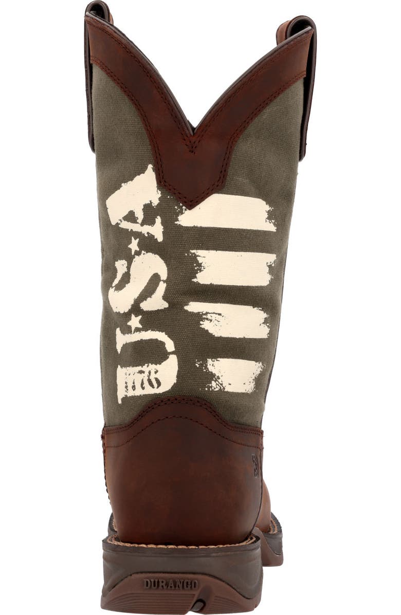 DURANGO Army Green Usa Print Western Boot, Alternate, color, Brown And Army Green